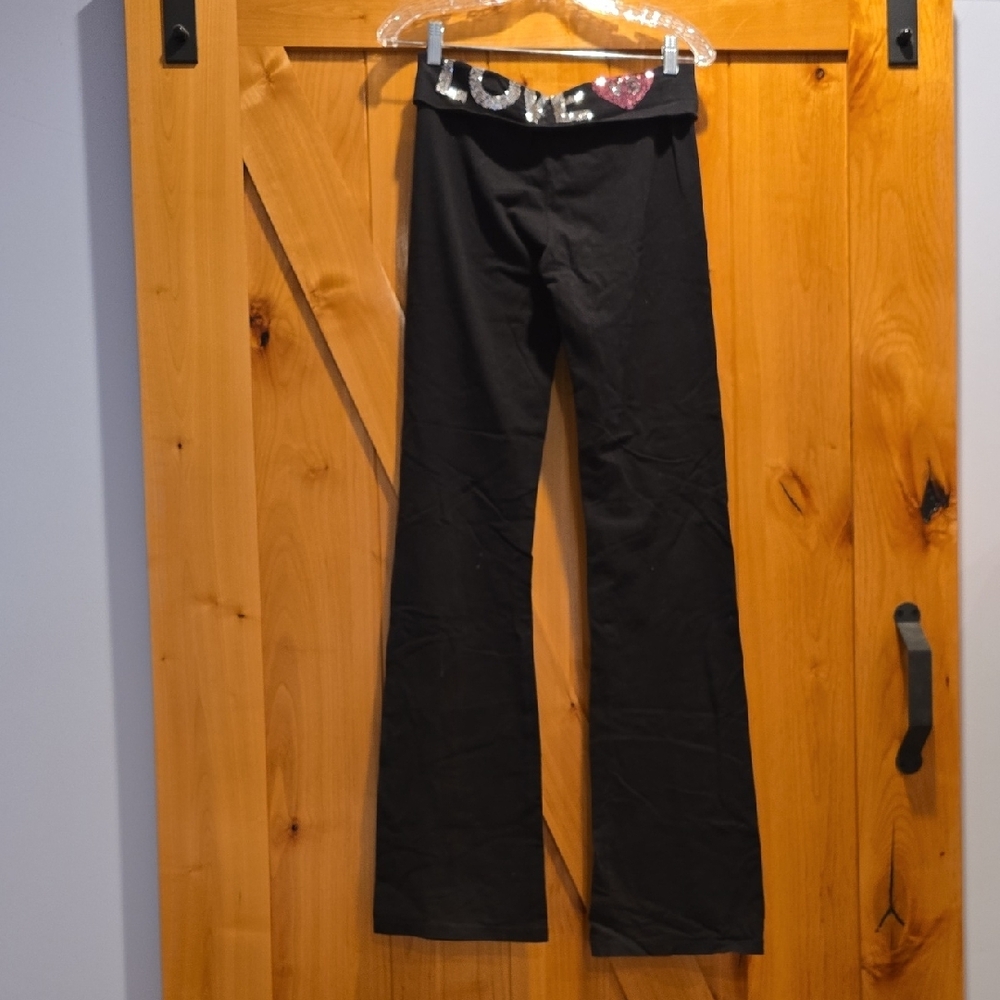 Black Love Sequin Yoga Pants - Picture 3 of 6